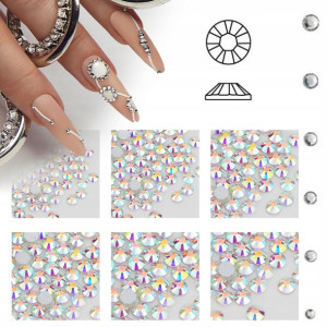 Zestaw 6x50 cyrkonie crystal AB SS 3 4 5 6 8 10
