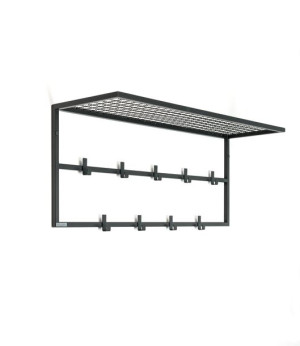Loftowy wieszak Nils z półką na czapki 80cm CZARNY MAT industrialny stalowy