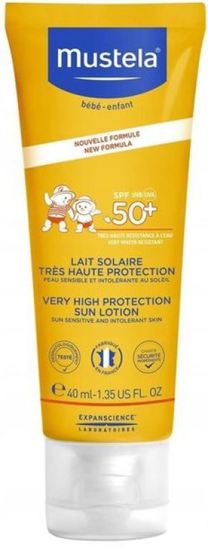 Mustela Sun Mleczko przeciwsłoneczne, do twarzy i ciała SPF50+, 40 ml