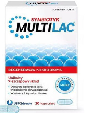 Multilac, synbiotyk, kapułki, 20