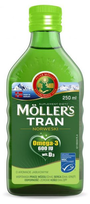 Moller's tran norweski płyn, smak jabłkowy, 250 ml