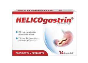 Helicogastrin, postbiotyk + probiotyk, helicobacter na wrzody, 14 kapsułek