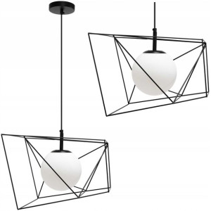Lampa Sufitowa Metalowa Czarna Biała Kula Loft
