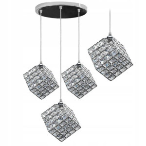 Lampa Sufitowa Okrągła Kryształ Kostka Szklana 3
