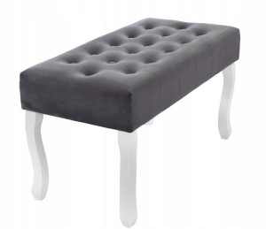 Ławka Pikowana Glamour Siedzisko 80cm Szara Ława