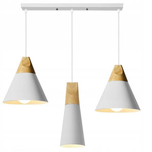Lampa Wisząca Drewno Loft Line Scandi 3 Cp White
