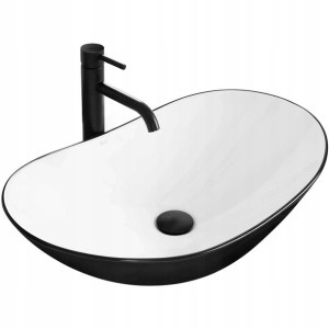Umywalka Ceramiczna Nablatowa ROYAL BLACK WHITE