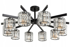 Lampa Wisząca Kryształowa Black Glamour 10xe27