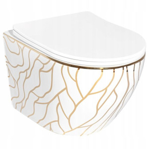 Misa Wc Podwieszana Carlos Rimless Wave Gold Rea