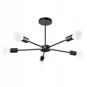 Lampa Sufitowa Żyrandol Plafon Pająk 5 Czarna E27