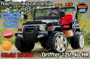 Auto na Akumulator Raptor 2x45W dwuosobowy Czarny