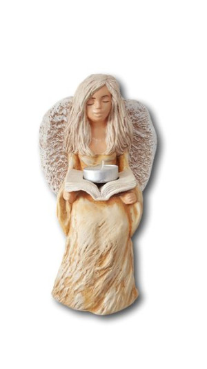 ANIOŁEK ANIOŁ Amor Figurka Gipsowa DAMA NA KAMIENIU Świecznik 27cm