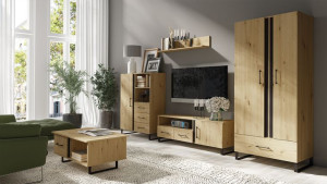 Meblościanka + Stolik Kawowy Zestaw Florenz Dąb Artisan