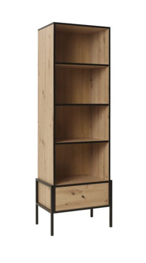 REGAŁ  WITRYNA z Szuflada Półkami Wysokie Nóżki  LORANA DĄB ARTISAN