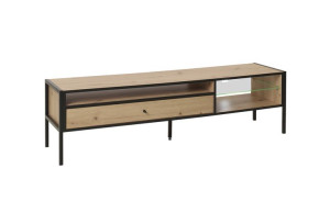 SZAFKA RTV + LED 124 cm Wysokie Nóżki  LORANA DĄB ARTISAN