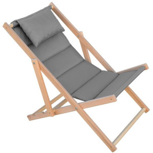 Leżak Drewniany Classic Soft Z Zagłówkiem Stalowy