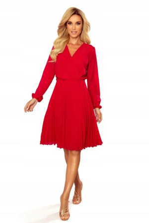Elegancka sukienka plisowana midi- CZERWONA r. M