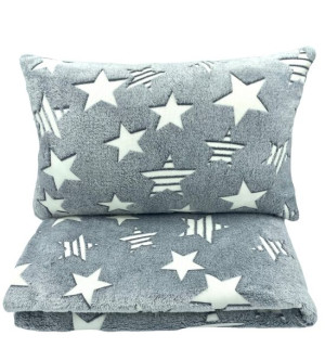 Komplet Kocyk z Poduszką Gwiazdy świecące 100x120