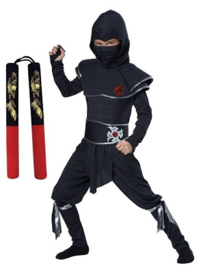 Strój Black Ninja Gwiazda Mięśnie 120/130 Nunchak