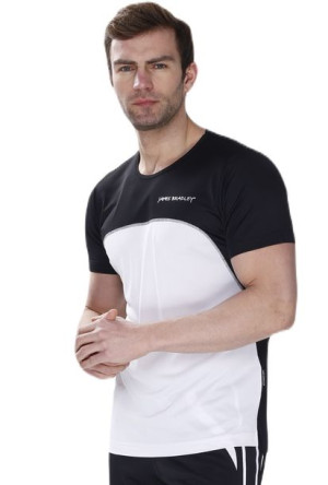 Dwukolorowy T-shirt męski Power Back sportowy Czarny   biały 56/XXL