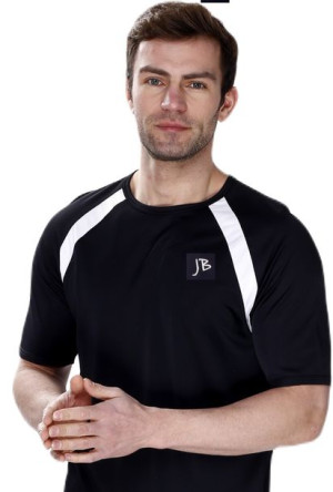 Dwukolorowy T-shirt męski Energy z krótkim rękawem Czarny   biały 56/XXL
