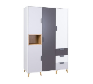  Praktyczna Szafa Czterodrzwiowa z Szufladkami 120 cm  JAŚ