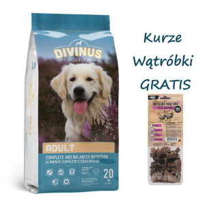 Divinus Adult dla psów dorosłych 20kg + Kurze Wątróbki 90g