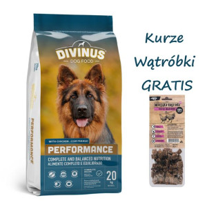 Divinus Performance dla owczarka niemieckiego 20kg + Kurze Wątróbki 90g