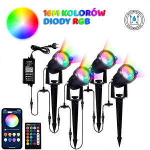 Lampki Led Ogrodowe Zestaw 4szt 12w Do Podświetlania Roślin Alejek Dekoracj