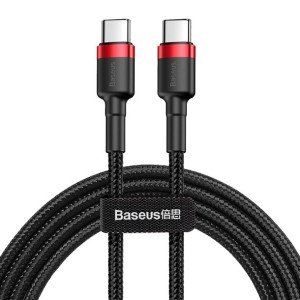 KABEL USB-C PD / USB-C PD nylonowy BASEUS Czarno-Czerwony