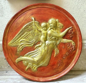 Medalion z Aniołem płaskorzeźba 30 cm wzór 3
