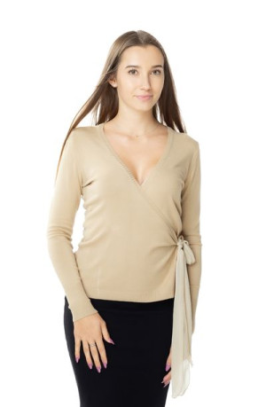 Beżowy sweter damski wiązany beżowy 34