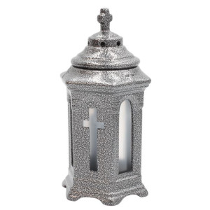 Znicz Ceramiczny Kapliczka Krzyż Srebrna LC15