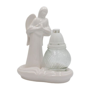 Znicz Ceramiczny Anioł Biały LC16