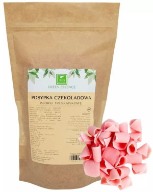 Posypka czekoladowa truskawkowa 250 g - wiórki czekoladowe truskawkowe deko