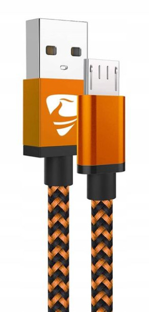 Kabel Micro Usb W Oplocie Pomarańcz 1.8m Aioneus