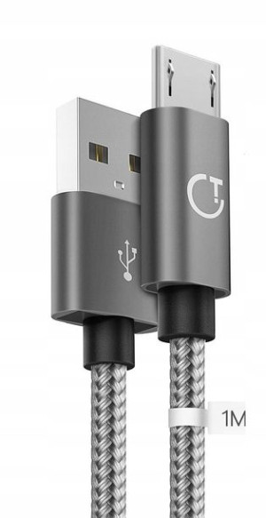 Kabel Micro USB GRITIN 1m SZARY W OPLOCIE