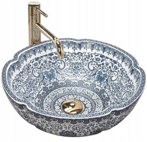 Umywalka Ceramiczna Nablatowa Ze Wzorem Vivien Rea