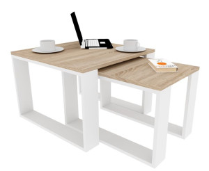Zestaw Stolik Kawowy Ława 2w1 Loft Dąb Sonoma/biały 65x65x45