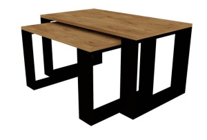 Zestaw Stolik Kawowy Ława Loft Dąb Lancelot/czarny 90x50x45