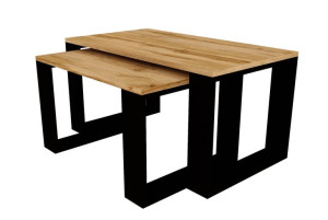 Zestaw Stolik Kawowy Ława Loft Dąb Wotan/czarny 90x50x45