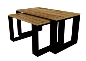 Zestaw Stolik Kawowy Ława Loft Drewno Retro/czarny 90x50x45