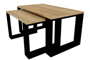 Zestaw Stolik Kawowy Ława Loft Dąb Halifax Naturalny/czarny 90x50x45