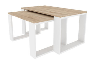 Zestaw Stolik Kawowy Ława Loft Dąb Sonoma/biały 90x50x45