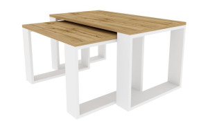 Zestaw Stolik Kawowy Ława Loft Dąb Wotan/biały 90x50x45