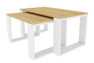 Zestaw Stolik Kawowy Ława Loft Dąb Hamilton Naturalny/biały 90x50x45