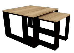 Zestaw Stolik Kawowy 2w1 Loft Dąb Halifax Naturalny/czarny 65x65x45