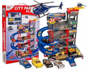 Duży Garaż Piętrowy Parking Autka Helikopter Winda