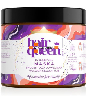 HAIR QUEEN Ekspresowa Maska Emolientowa do Włosów Wysokoporowatych 400ml