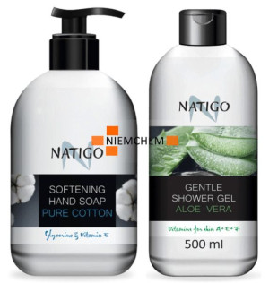NATIGO Mydło i Żel pod Prysznic Czysta Bawełna i Aloe Vera Zestaw 2x 500ML